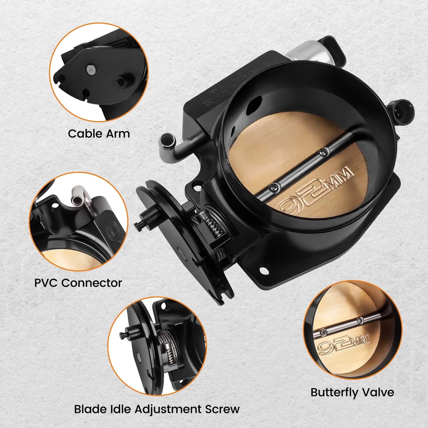 92mm Throttle Body + TPS IAC Throttle Position Sensor Idle Air Control for engine: LS Style 4 bolt intake manifold
