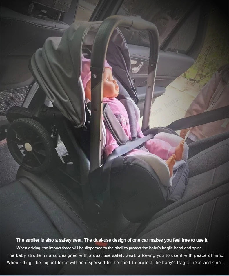 4-in-1 baby two-way stroller Multifunctional newborn baby stroller 3in1 Foldable Basket type seat baby carriage
