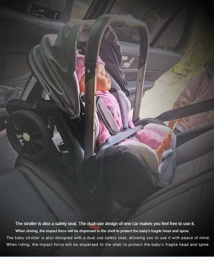 4-in-1 baby two-way stroller Multifunctional newborn baby stroller 3in1 Foldable Basket type seat baby carriage