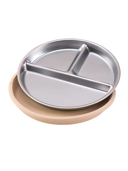 Color Kids 1PCS Stainless Steel Plate Detachable Suction Dishes Baby Feeding Sucker Bowl Food Grade Silicone Food Tray Tableware