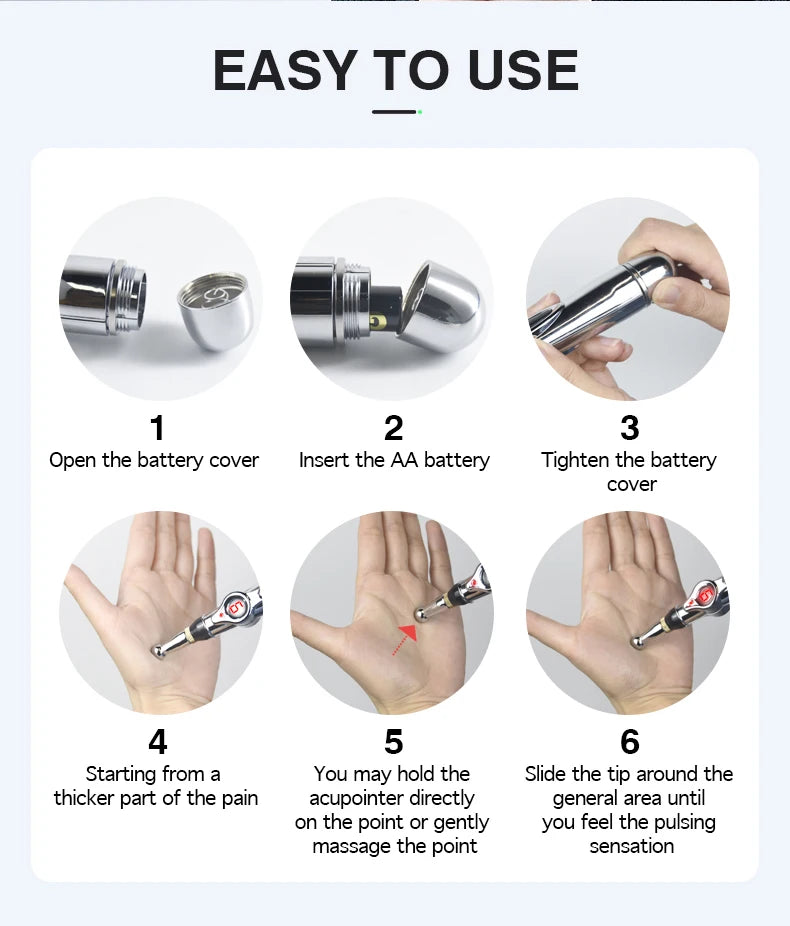 2/5 Heads Electric Acupuncture Point Massage Pen Meridian Energy Massage Pen Pain Relief Therapy Back Neck Face Beauty Roller