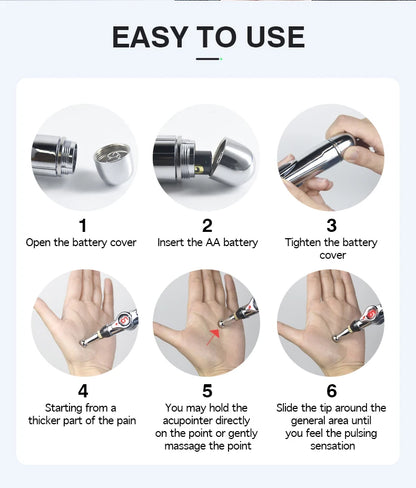 2/5 Heads Electric Acupuncture Point Massage Pen Meridian Energy Massage Pen Pain Relief Therapy Back Neck Face Beauty Roller