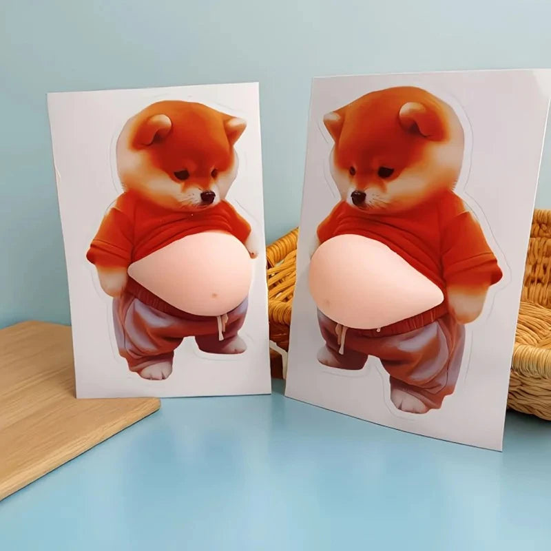 Cute Shiba Inu Silicone Belly Door Stopper,Self-Adhesive Sticker Door Stop ,Anti-Collision Stickers For Home Car Door Protector