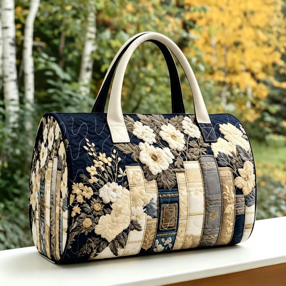 American style new women's literature retro book flower print circular handbag
