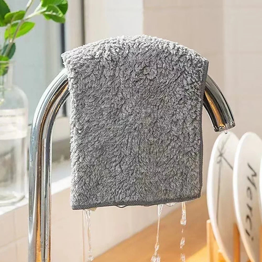 1/50pcs Gray Bamboo Charcoal Thickened Super Absorbent Dishcloth Oil Resistant Kitchen Wipes Microfiber Cleaning Cloths