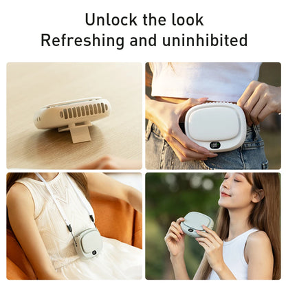 Vissko 2024 New 1800mAh Handheld Mini Fan Multifunction Neck Hanging Fans 5 Speed USB Rechargeable Fan with Display Screen