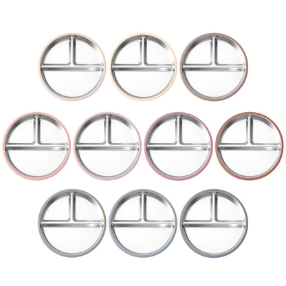 Color Kids 1PCS Stainless Steel Plate Detachable Suction Dishes Baby Feeding Sucker Bowl Food Grade Silicone Food Tray Tableware