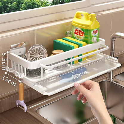 Kitchen Hanging Storage Rack Shelf Towel Sponge Drain Organizer Alumimum Sink Drain Rack Basket Bathroom Shampoo Towel Holder
