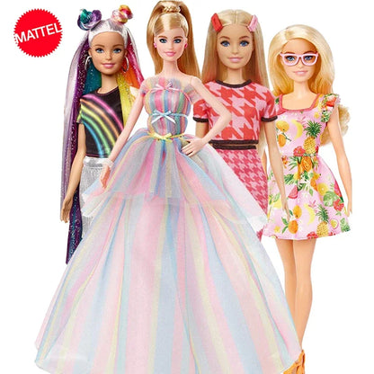 Original Mattel Barbie Fashionistas Doll Music Star Blonde Hair Bjd with Accessories Toys for Girls Collection Educational Props