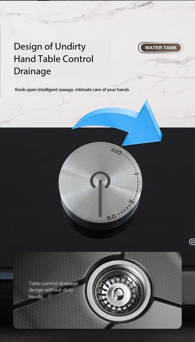 5.0MM Double Waterfall Sink Embossed Stainless Steel Kitchen Sink Large Single Slot Digital Display Wash Basin Dishwashing pond