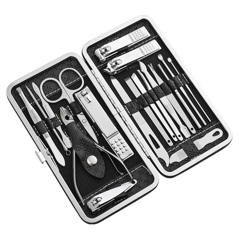 Home Nail Clipper Set Of 18 Pieces Large Size Dead Skin Pliers Diagonal To Remove Dead Skin Small Eyebrow Clipper Leather Sleeve