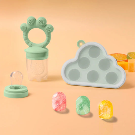 2pcs Set Baby Fruit Feeder Cube food set Bear PAWS Ice fruits and vegetables food box set body silicone baby meat puree