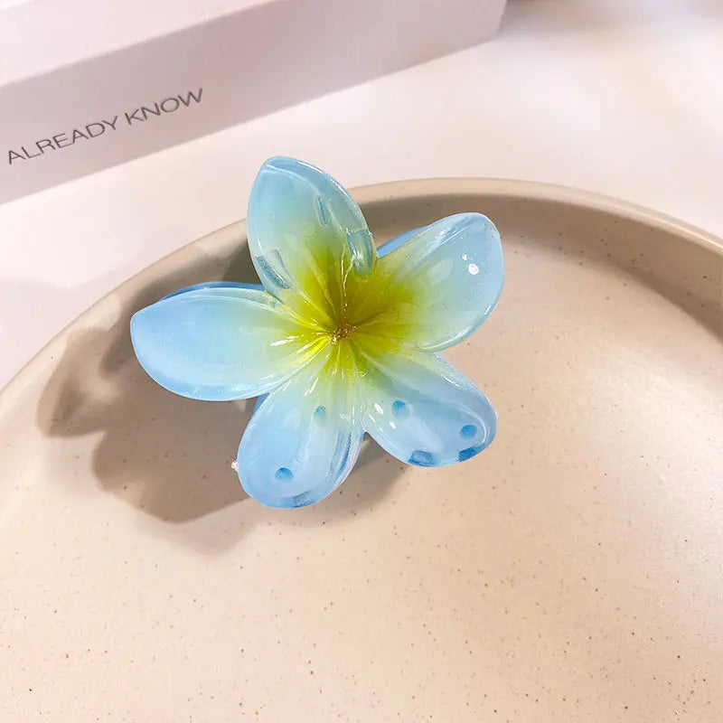 Middle 6CM Sweet Flower Hair Claws Hawaiian Gradient Hair Clips Vacation Beach Style Fashion Hairpins Women Hair Accessories ﻿