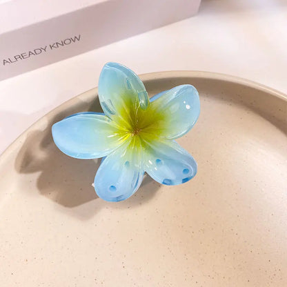 Middle 6CM Sweet Flower Hair Claws Hawaiian Gradient Hair Clips Vacation Beach Style Fashion Hairpins Women Hair Accessories ﻿