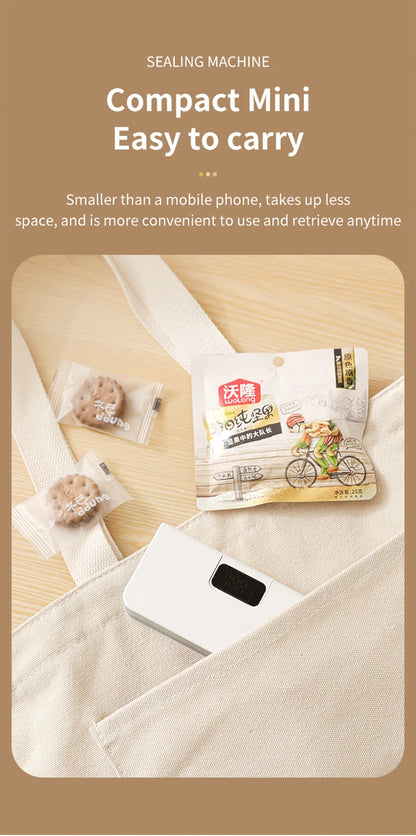 Mini Heat Sealer Plastic Bag Heat Sealing Machine Rechargable Plastic Storage Package Sealer Handheld Clip Bag Food Heat Sealer