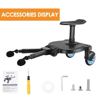 Universal Strollers Step Board Adapter with Seat Second Child Jogger Twins Scooter Baby Pram Hitchhiker Bumper