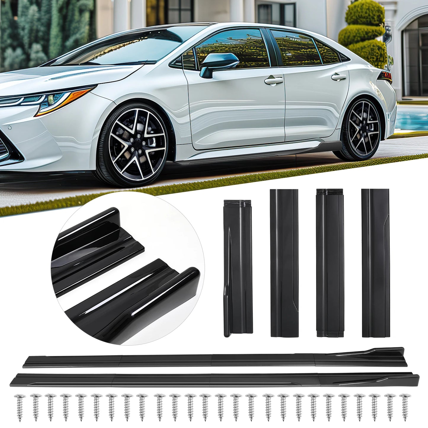 Universal 86.6" Side Skirt Extension Body Kit For VW Golf MK5 MK6 GTD GTI TDI TSI GTI MK7 CC Apron Winglet Car Accessories