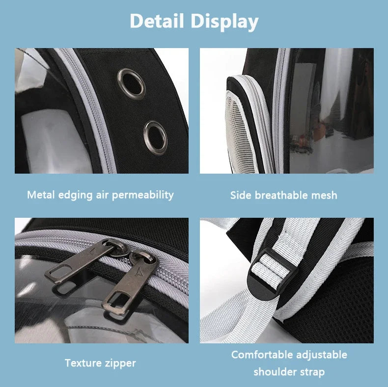 SpaceCapsule Transparent Pet Backpack Carrier Lightweight Portable Breathable Foldable for Cats Dogs Outdoor Travel Adventure