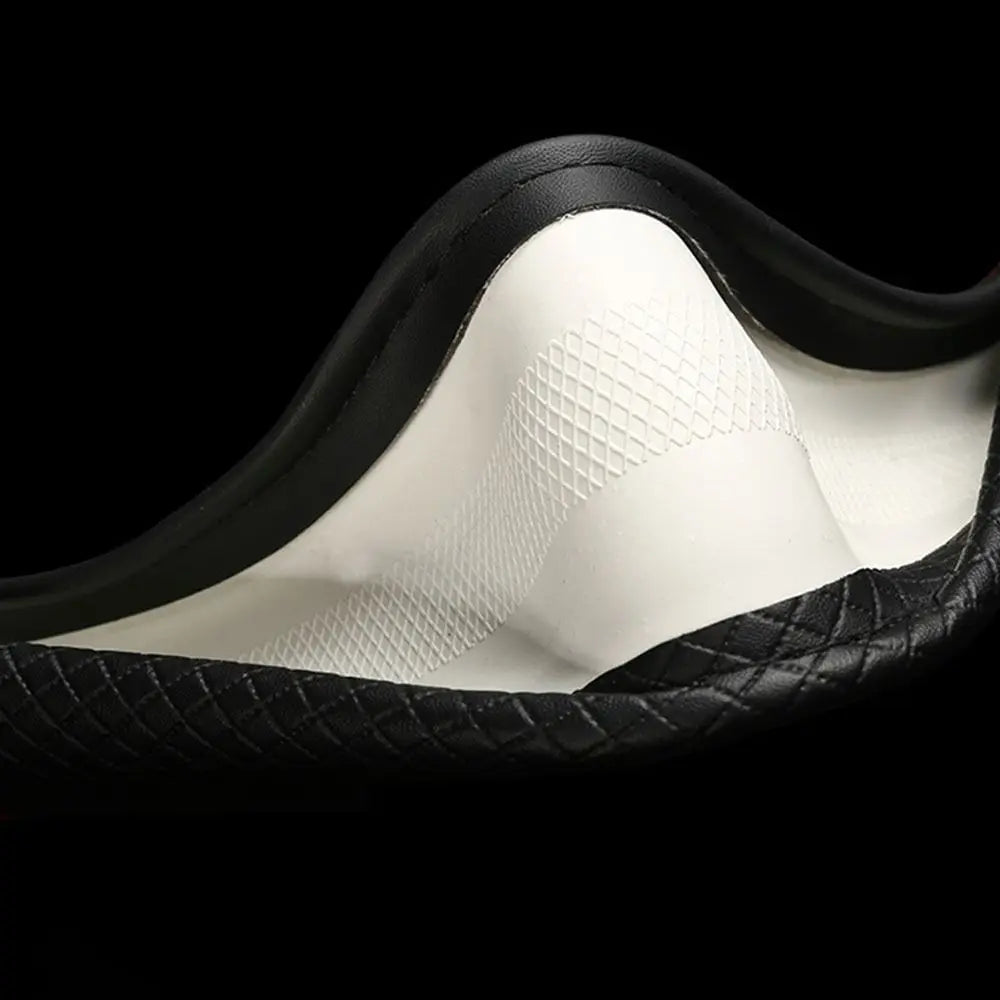 Anti Slip Steering Wheel Cover Leather Breathable Steer Wheel Protector Red Blue Strip Trim Steering Cover for Fits 37.5-38cm