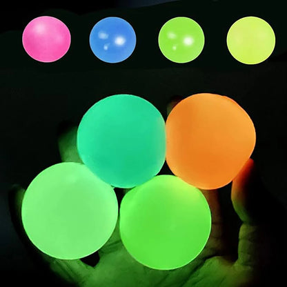 Colorful luminous balls, adhesive pressure balls, suitable for ceilings and walls, adult decompression balls 6pcs