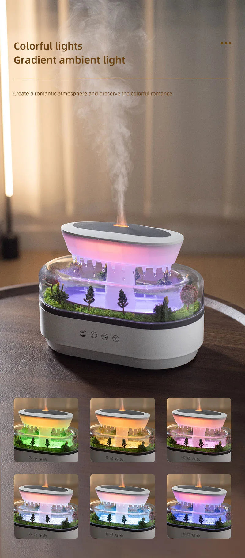 250ml Raindrop Aroma Diffuser with Color Light