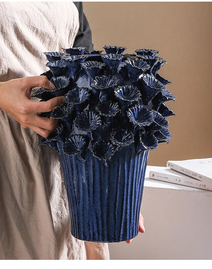 Deep Flower Clusters Ceramic Vase
