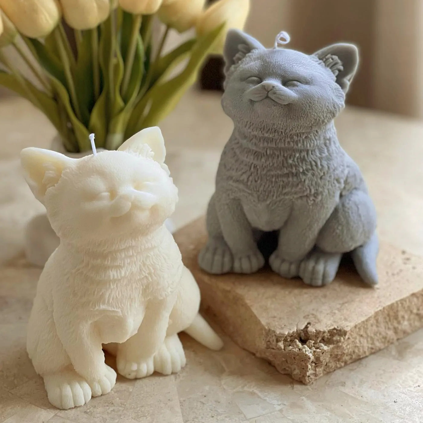 3D Cat & Puppy Candle Mold