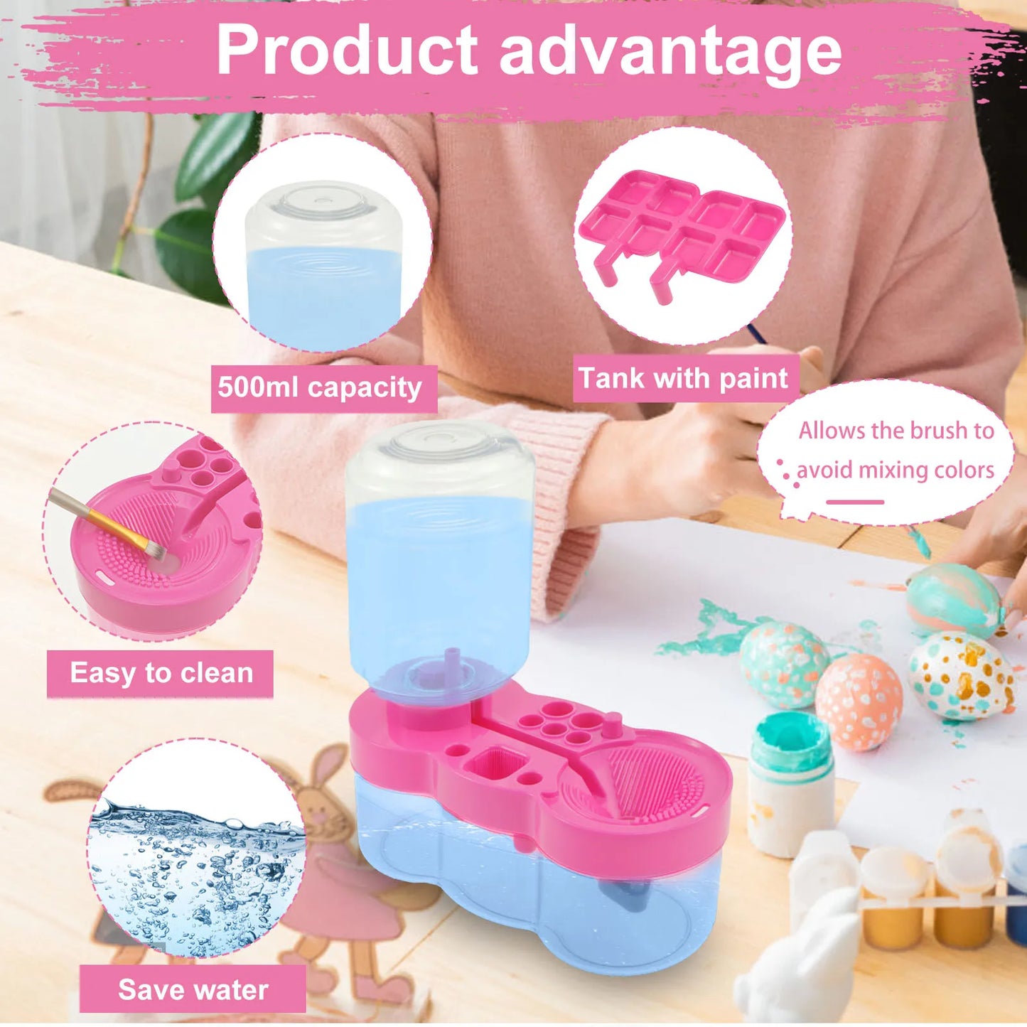 Paint Brush Washer with Drain Button Automatic Water Circulation Watercolor Pen Clean Bucket Art Painting Brush Cleaning Tool