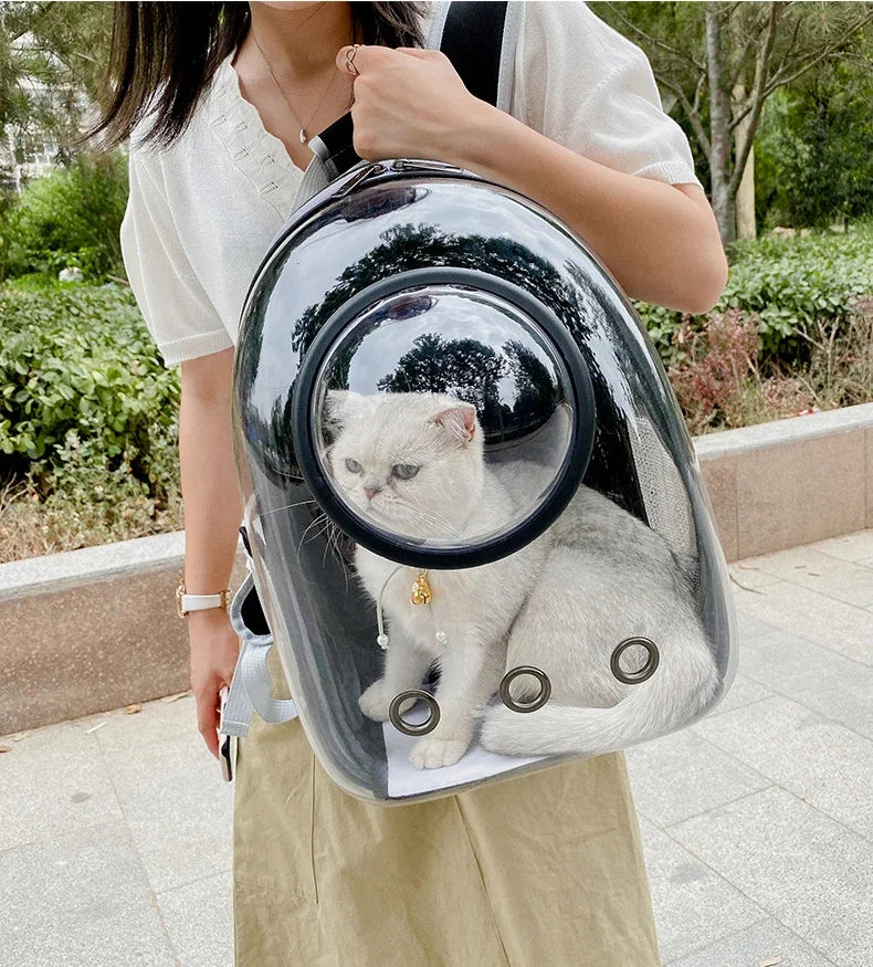SpaceCapsule Transparent Pet Backpack Carrier Lightweight Portable Breathable Foldable for Cats Dogs Outdoor Travel Adventure