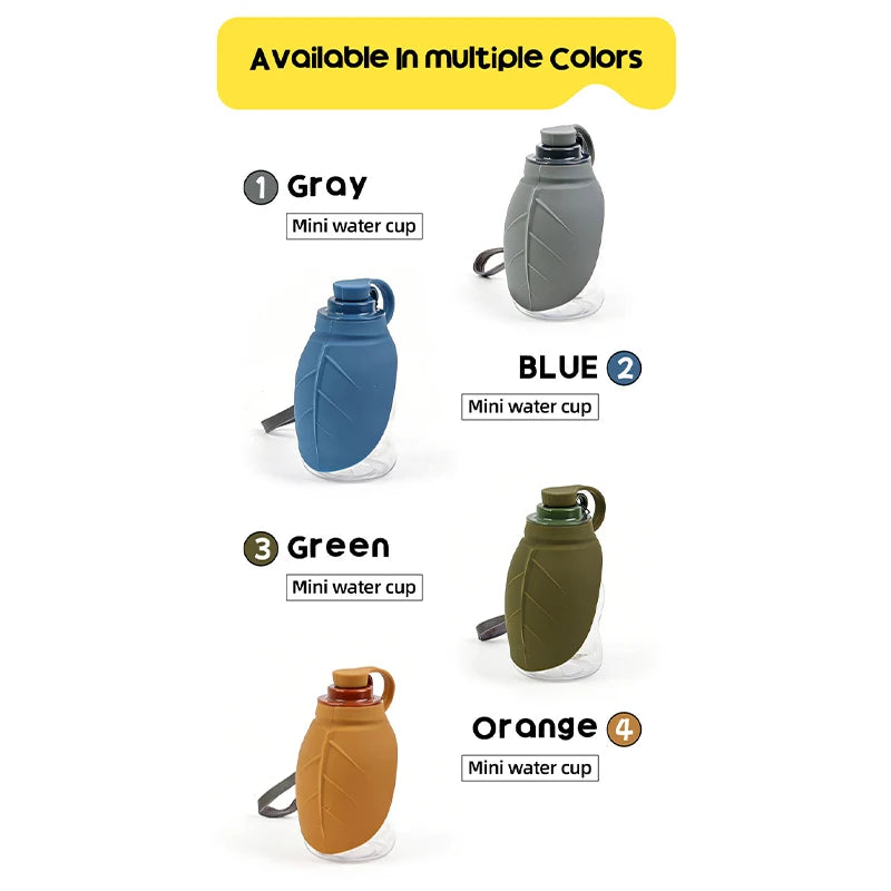 New 300ml Dog Outdoor Kettle With Foldable Mini Silicone Leaf Dust Bottle Stopper Portable Water Dispenser Pet Water Dispenser