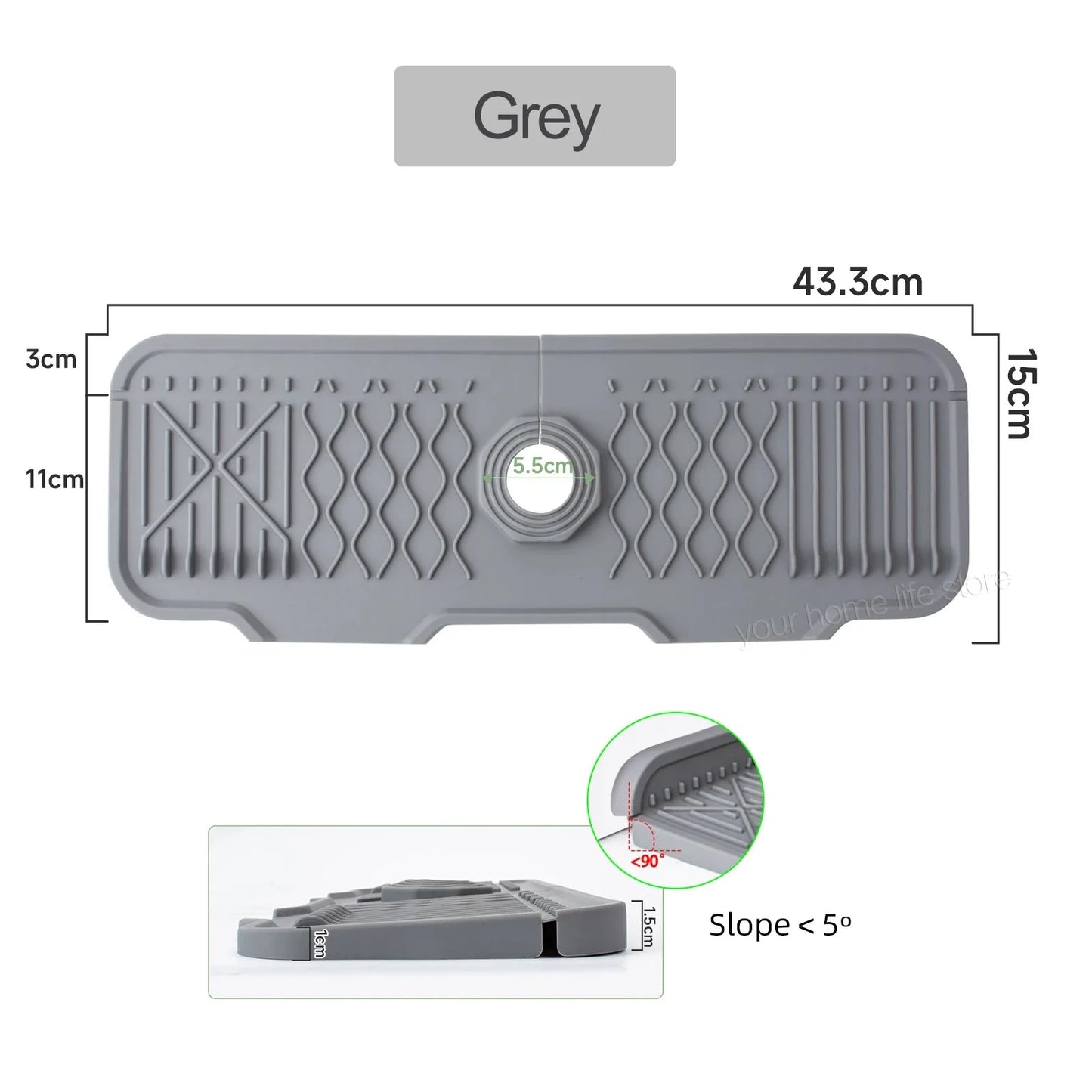1Pcs Silicone Faucet Mat Water Ripples Kitchen Bathroom Drainage Pad Wash Basin Large Sink Splash Pad Countertop Protector