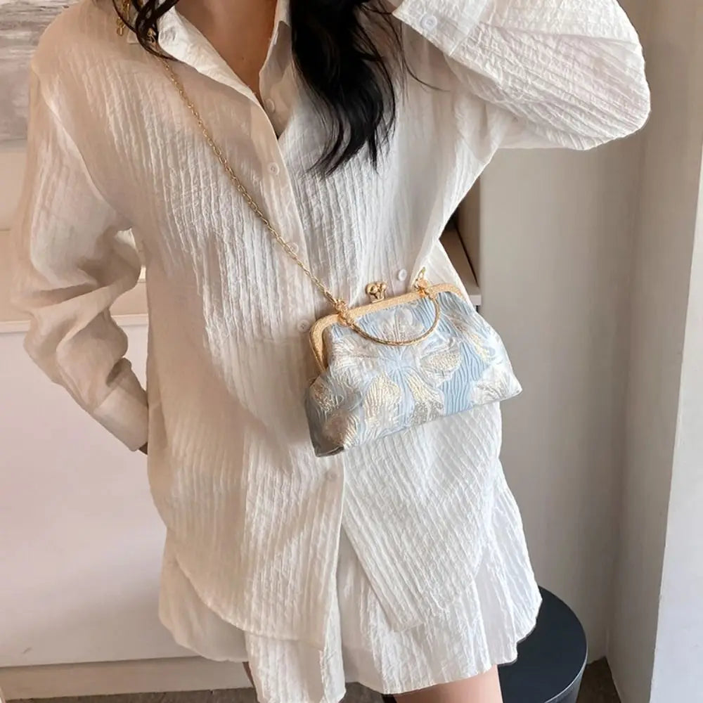 New Chinese Style Handbag Embroidery Evening Bag Retro Single Shoulder Crossbody Bag Ladies Shell Bag