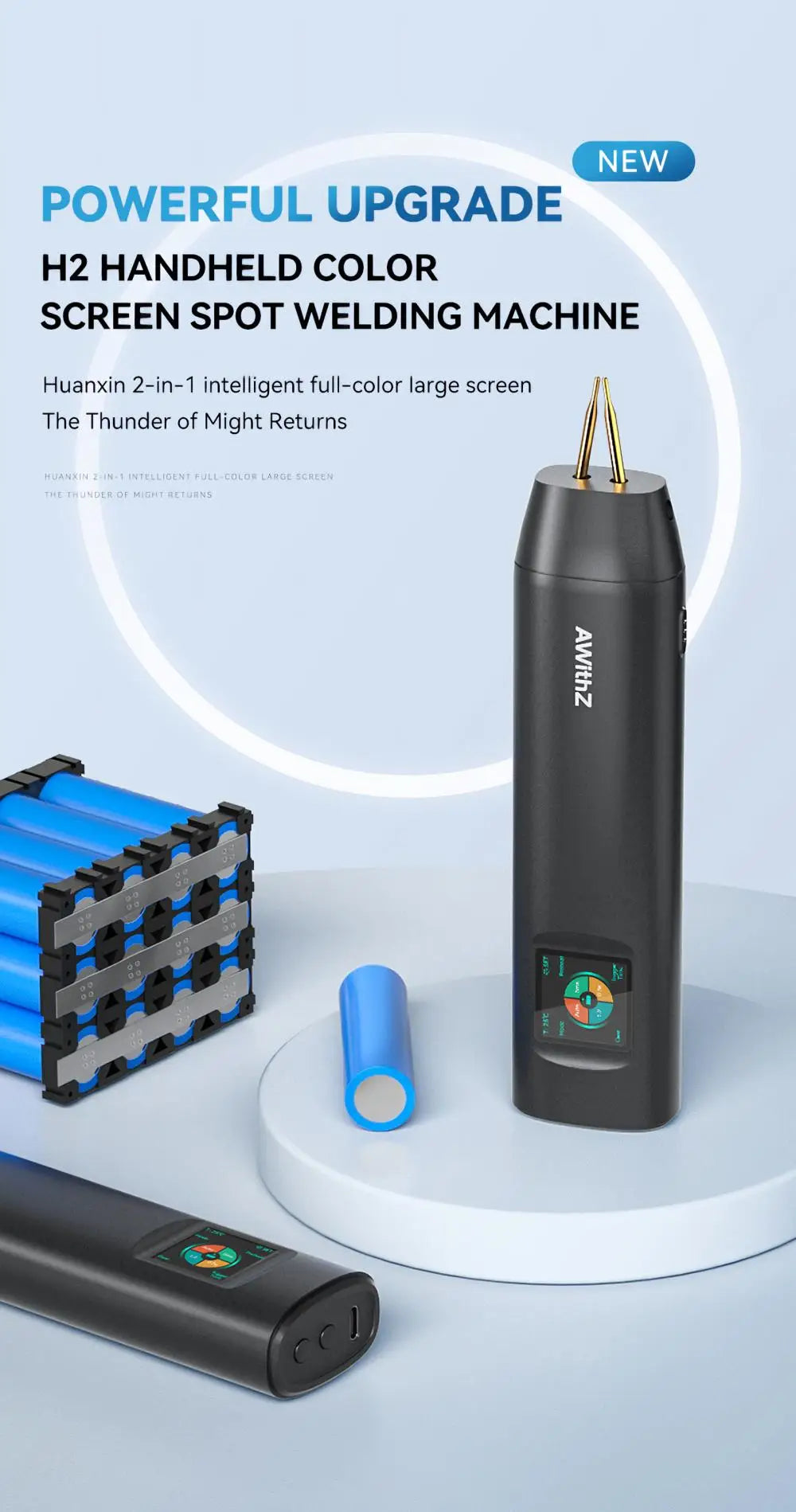 AWithZ Portable Spot Welder DIY Handheld Spot Welding Machine 90 Gears Adjustable Spot Welding for 18650 Lithium Battery