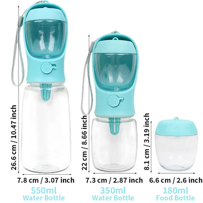 Portable Dog Cat Water Bottle with Storage Food and Water Container for Puppy Pets dogs Feeder Bowl Outdoor Travel Pet supplies