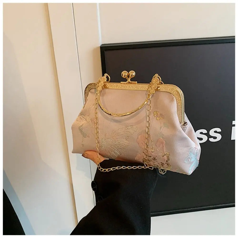 New Chinese Style Handbag Embroidery Evening Bag Retro Single Shoulder Crossbody Bag Ladies Shell Bag