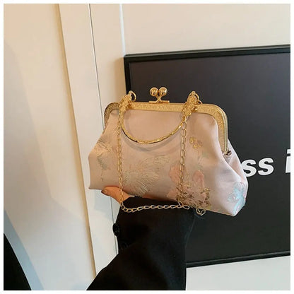 New Chinese Style Handbag Embroidery Evening Bag Retro Single Shoulder Crossbody Bag Ladies Shell Bag