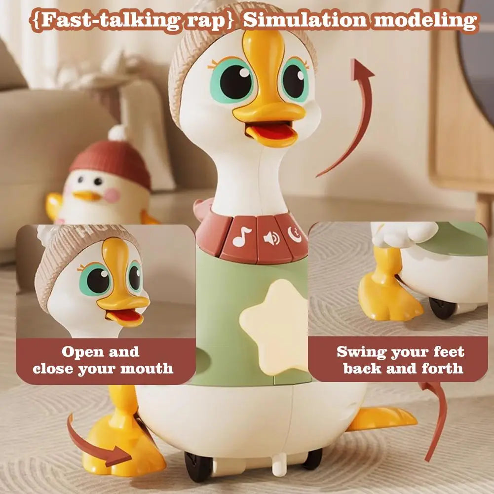 y Cartoon Swing Duck Toy Press Vehicles Glide Animal Inertia Pull Back Cars Electric Swing Duck with Baby Goose Dancing Toys