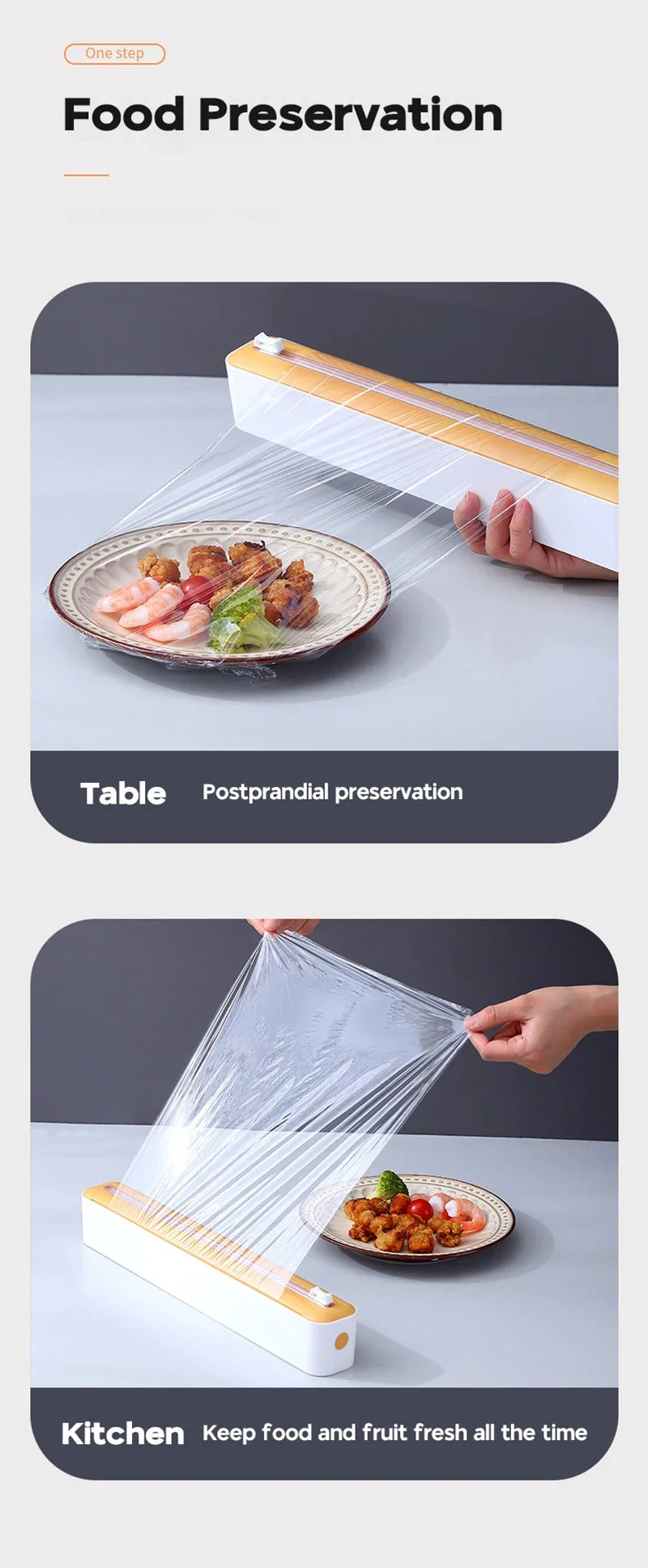 Food Film Dispenser Magnetic Plastic Wrap Dispenser with Cutter Storage Box Aluminum Foil Stretch Film Cutter Storage Holder