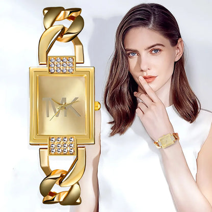 Luxury Women's Watch Fashion Elegant Style Ladies Watch Metal Square Trendy Quartz Watch for Women Bracelet Wristwatch Clock