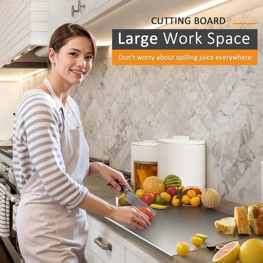 Food Grade Stainless Steel Chopping Board 304 Cutting Board Non-slip Edge Suitable for Cutting Vegetables Pastries Kitchen Tools