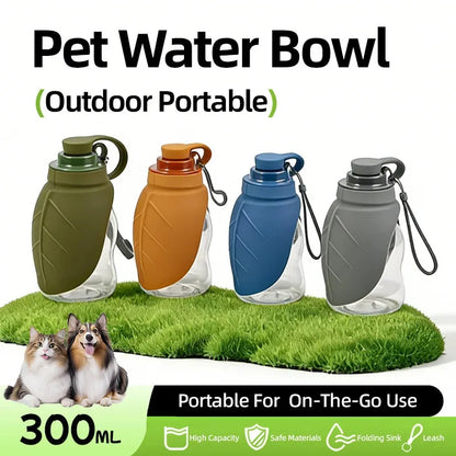 New 300ml Dog Outdoor Kettle With Foldable Mini Silicone Leaf Dust Bottle Stopper Portable Water Dispenser Pet Water Dispenser