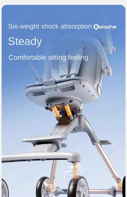 Baby Stroller Can Sit and Lie Down Foldable Lightweight Travel Two-way High Landscape Six Shock Absorption Comfortable Seat