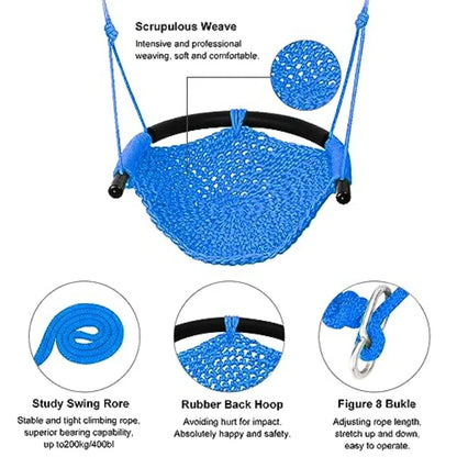 Hand-Knitting Toddler Swing + Pull Up Bar for Doorway Adjustable Width Workout Bars Swing Seat for with Adjustable Ropes for He