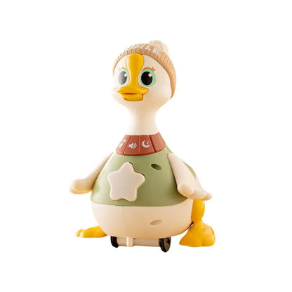 y Cartoon Swing Duck Toy Press Vehicles Glide Animal Inertia Pull Back Cars Electric Swing Duck with Baby Goose Dancing Toys