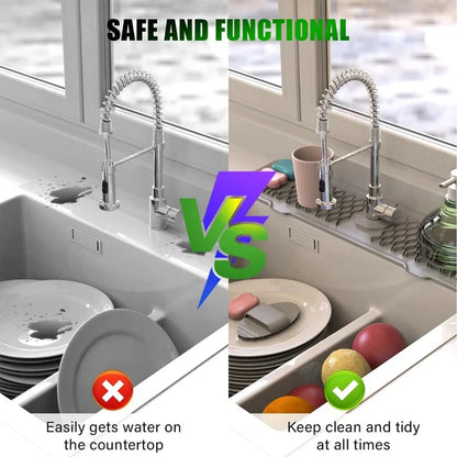 1Pcs Silicone Faucet Mat Water Ripples Kitchen Bathroom Drainage Pad Wash Basin Large Sink Splash Pad Countertop Protector