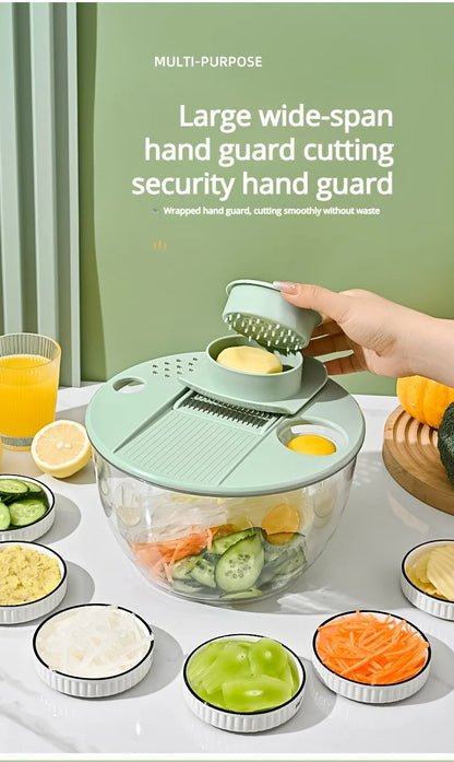 Multi-Functional Vegetable Salad Dehydrator Vegetable Cutter Household Cucumber and Potato Slices Drain Basket Fruit Drain Water