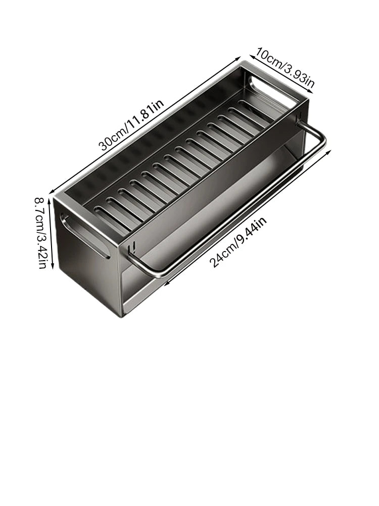 Extra Large Carbon Steel Sink Caddy Kitchen Sponge Holder with Soap Dish Countertop Organizer Rack for Kitchen Sink Accessories