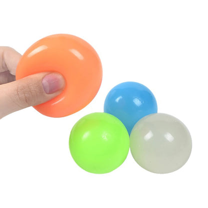 Colorful luminous balls, adhesive pressure balls, suitable for ceilings and walls, adult decompression balls 6pcs
