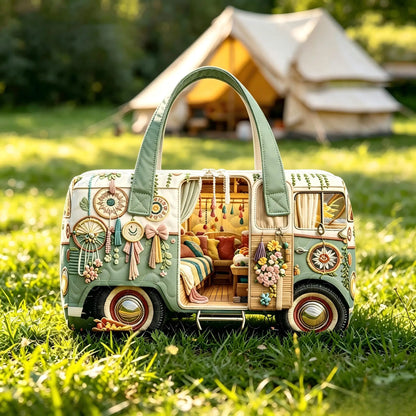 Camping car Bohemian printed  bus  handbag