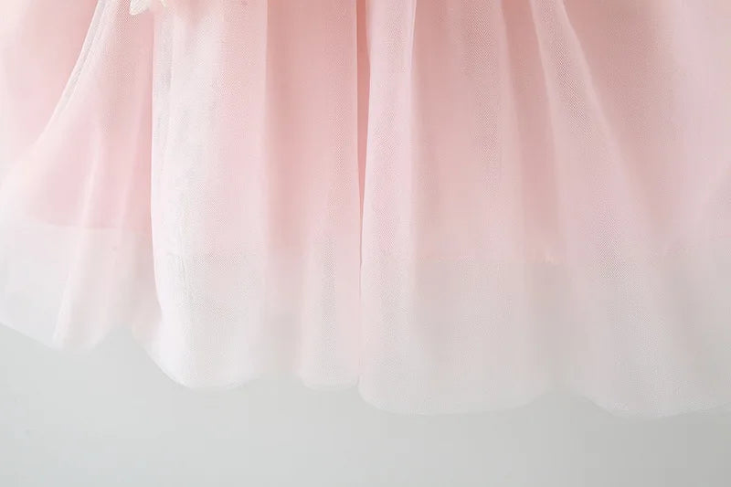Sweet Flower Fairy Baby Girl Party Dresses Summer Solid Color Mesh Princess Evening Dress Kids Costume 0 to 3 Years Old Children
